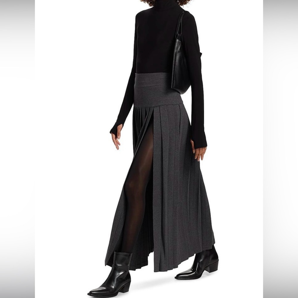 Norma Kamali Gray pleated Maxi Skirt